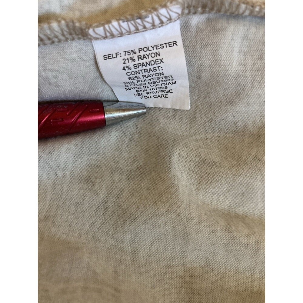 Womens L Sleeveless Tunic Beige Ruffle V-Neck Paisley Blouse Top Granny Cottage - Picture 8 of 9